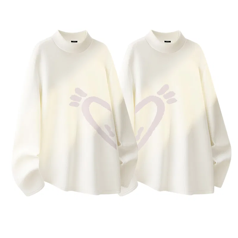 Детский комплект футболок 2 шт MINISO, White (Large Fleece-Lined Heart)+White (Large Fleece Heart)
