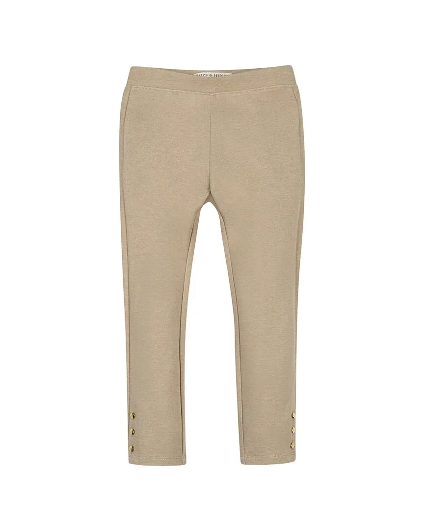 Детские брюки с манжетами на пуговицах Button Cuff Ponte Pant HOPE & HENRY, коричневый