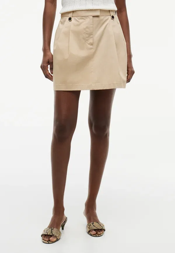 Юбка плиссированная из хлопка Pleated skirt Tommy Hilfiger, gentle gold