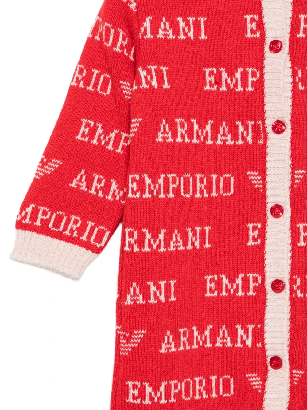 Ромпер с ложным ворником и интарсией логипа Emporio Armani Kids, красный — фото 3
