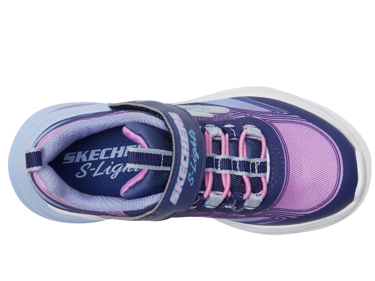 Детские кроссовки для девочек с подсветкой Skechers, Navy Multicolor — фото 2