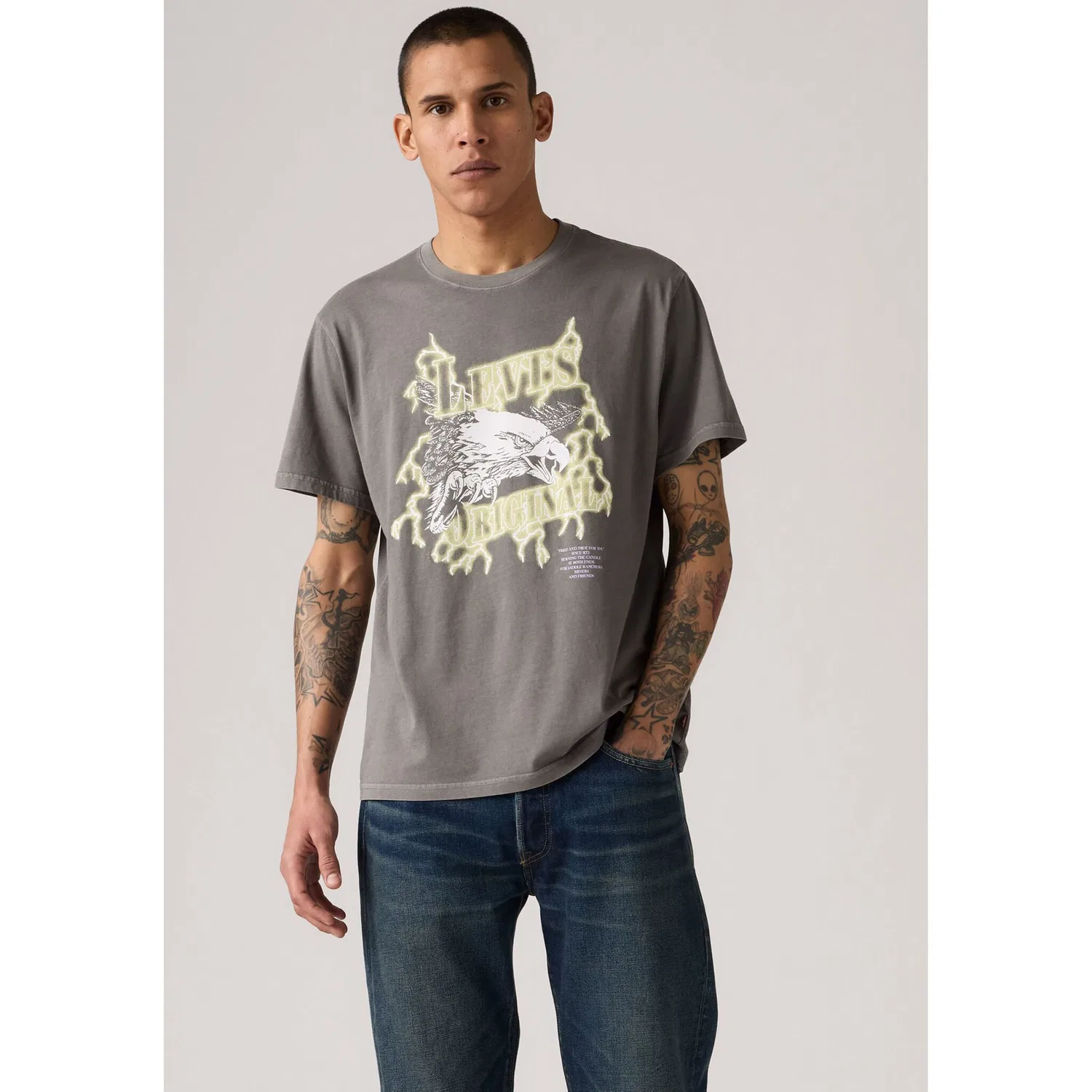 Мужская свободная футболка с логотипом Levi's, Lightning Eagle Smok