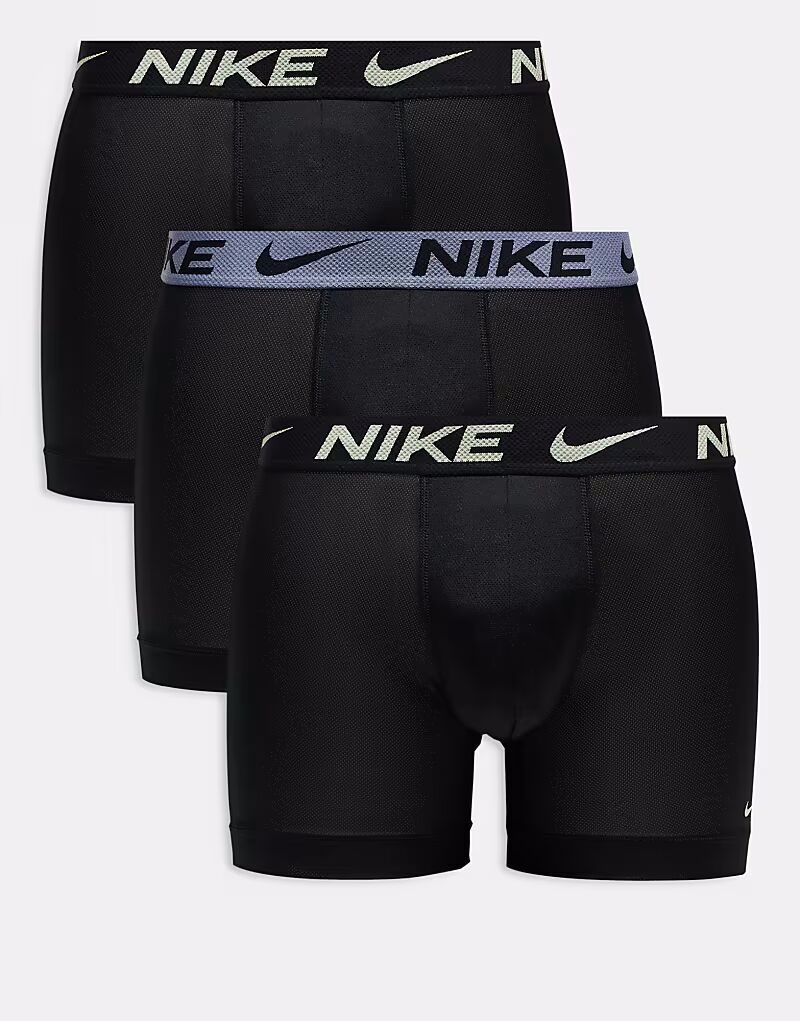 

Комплект из 3 пар трусов-боксеров Nike Elite Breathe черного цвета с контрастными поясами