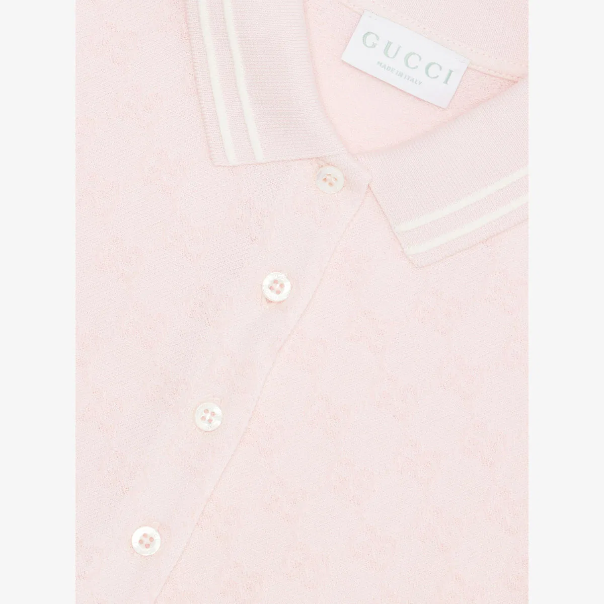 Хлопковое платье с воротником-поло и фирменным рисунком, для детей 4-12 лет Gucci, розовый — фото 2