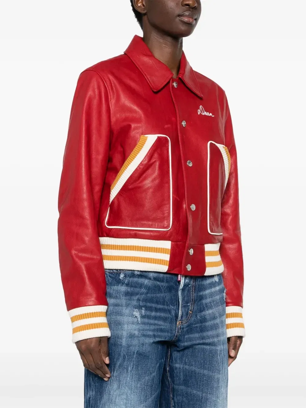 Кожаный бомбер Varsity Dsquared2, красный — фото 3