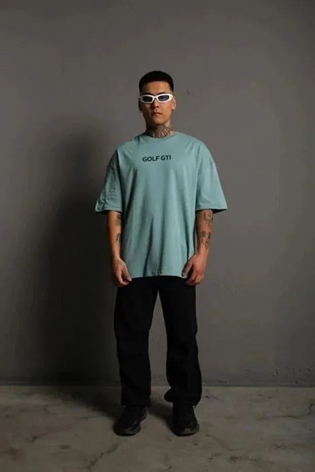 Мужская футболка оверсайз с принтом Vexor, Mint Green — фото 2
