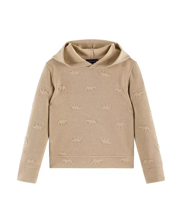 Детский комплект для мальчиков с капюшоном Embossed Hooded Sweatshirt & Bottom Set Andy & Evan, Taupe Bear — фото 3