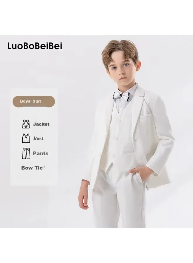Комплект костюм белый с цветком модель White Gentleman Luobobeibei, белый