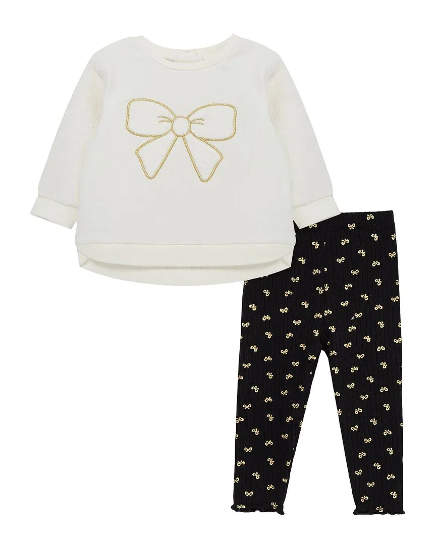 Детский комплект свитшот с бантом и леггинсы Little Me, White