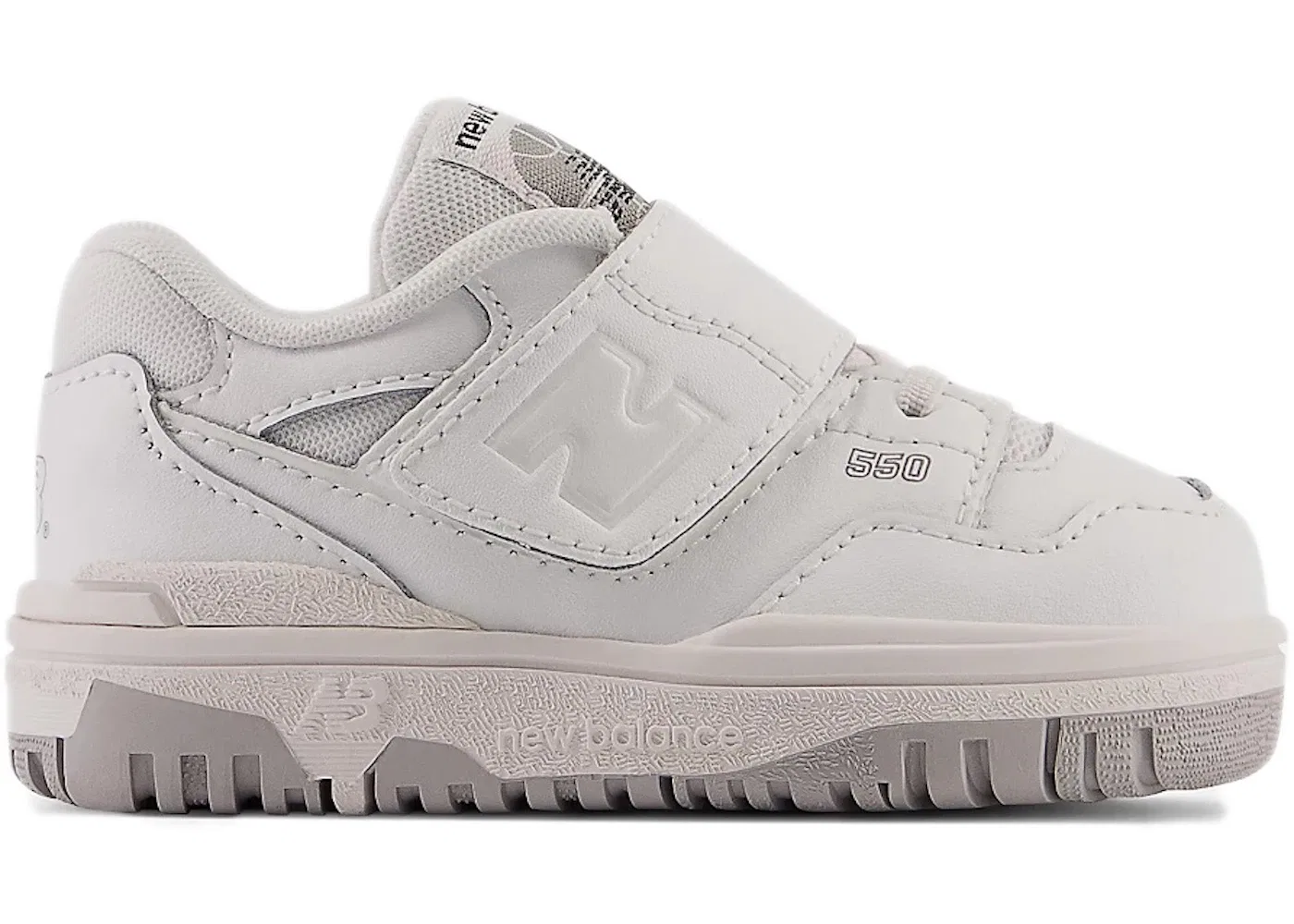 Детские кроссовки на шнуровке с ремешком New Balance 550 Bungee Lace Strap New Balance, White/Grey