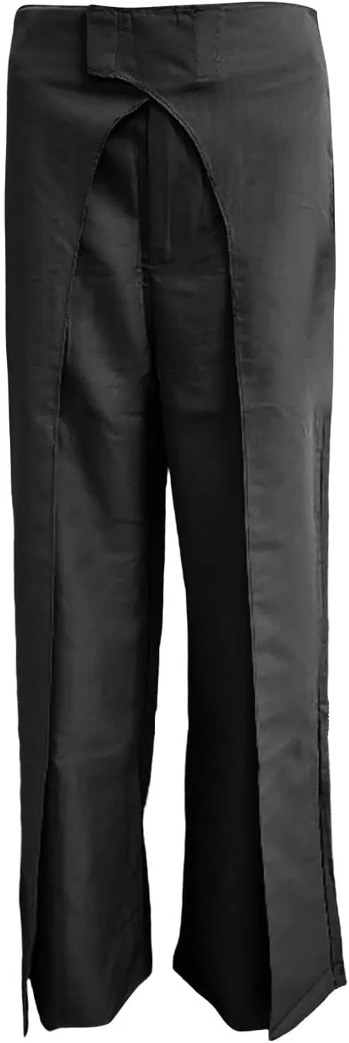 Джинсы широкие прямые, черные, Women's Casual Straight Leg Pants — фото 3