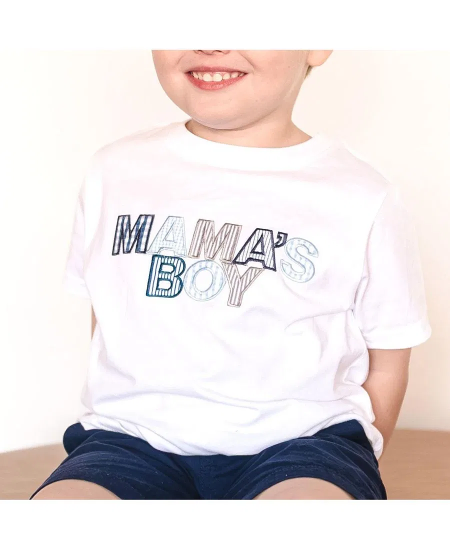 Детская футболка с коротким рукавом и заплаткой Mama's Boy Sweet Wink, White — фото 3