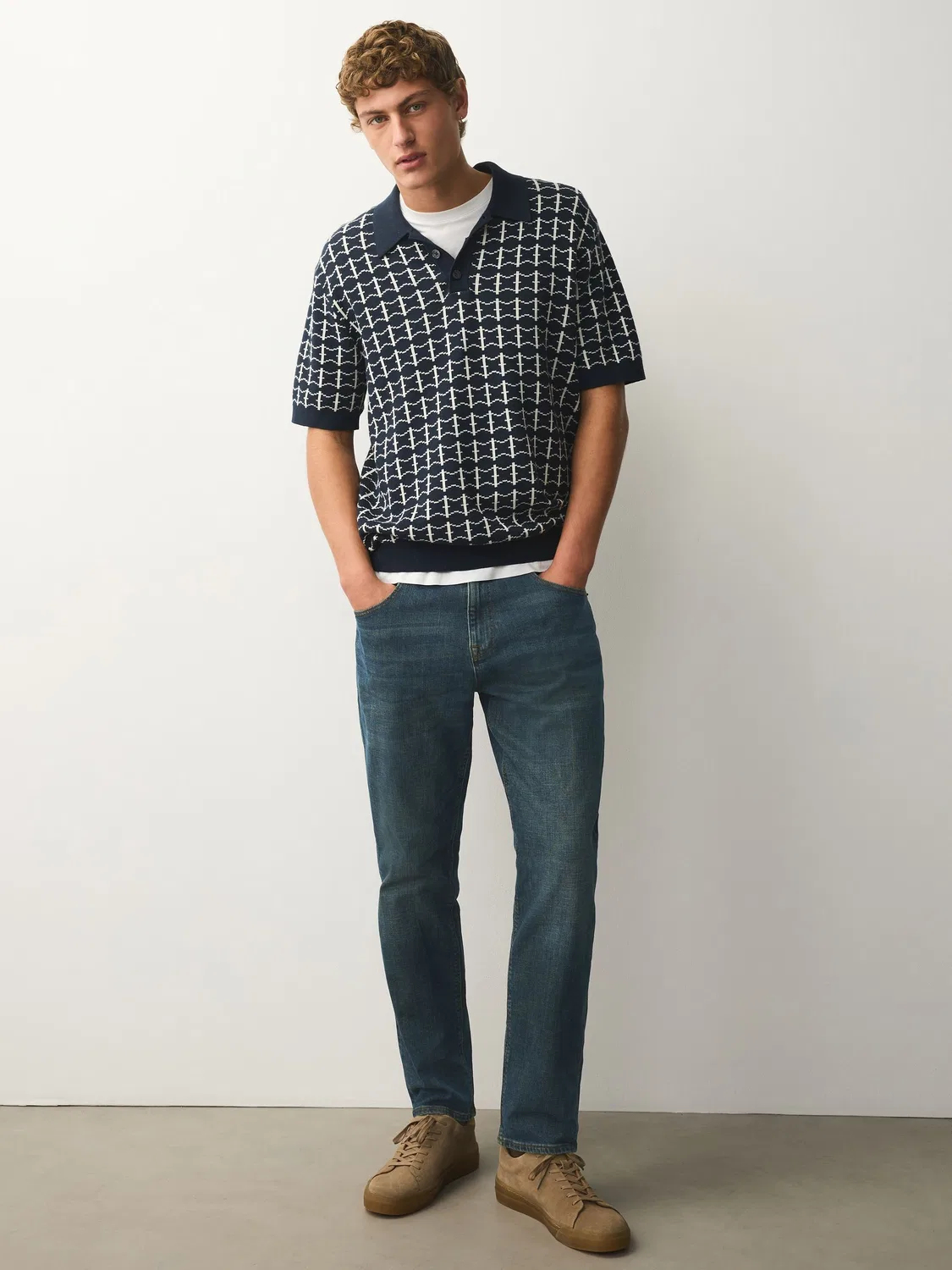 Джинсы классические, slim fit Next, сине-зеленый — фото 3