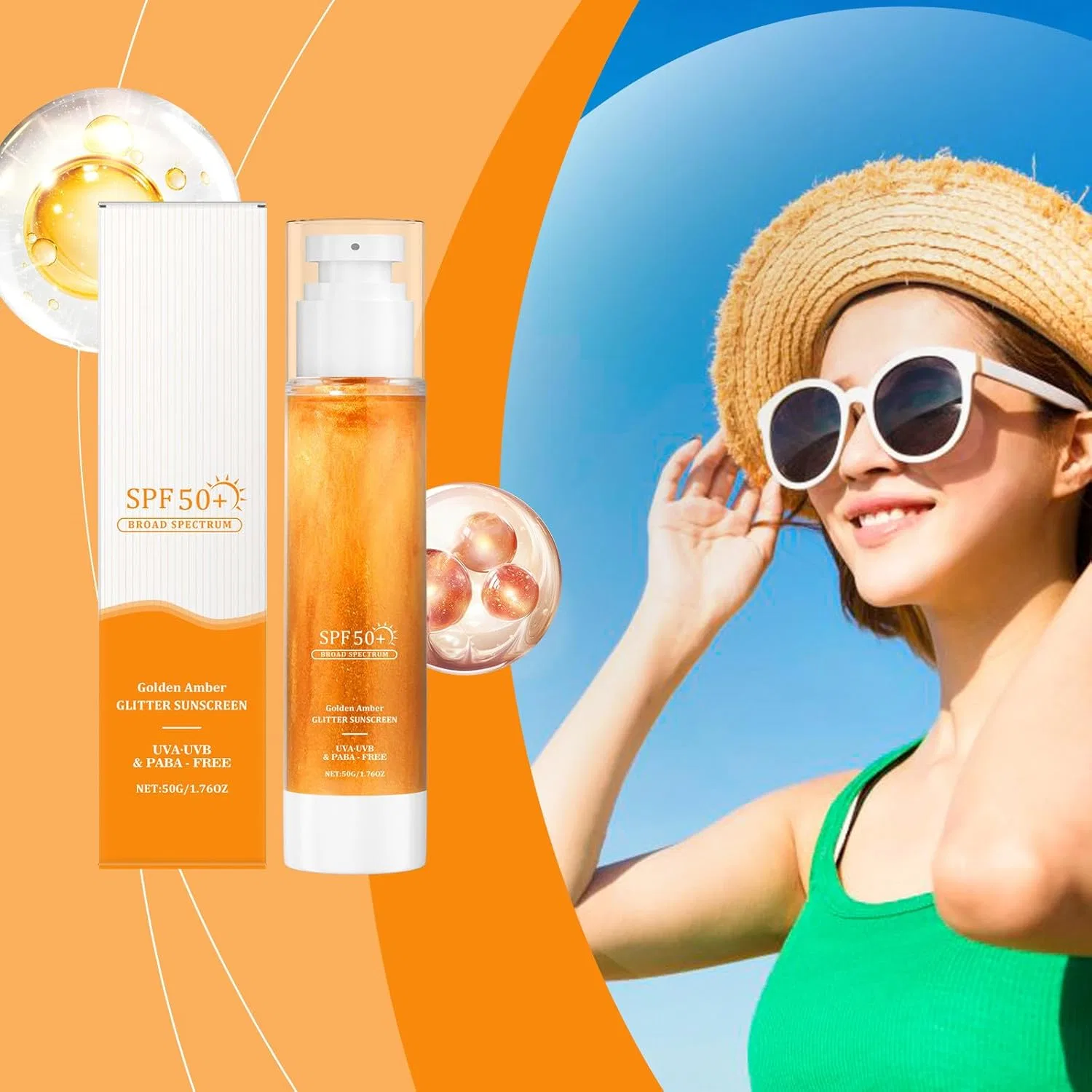 Generisch Спрей для тела с SPF Golden Amber Sun Shield Body Glow Sun Protection — фото 2