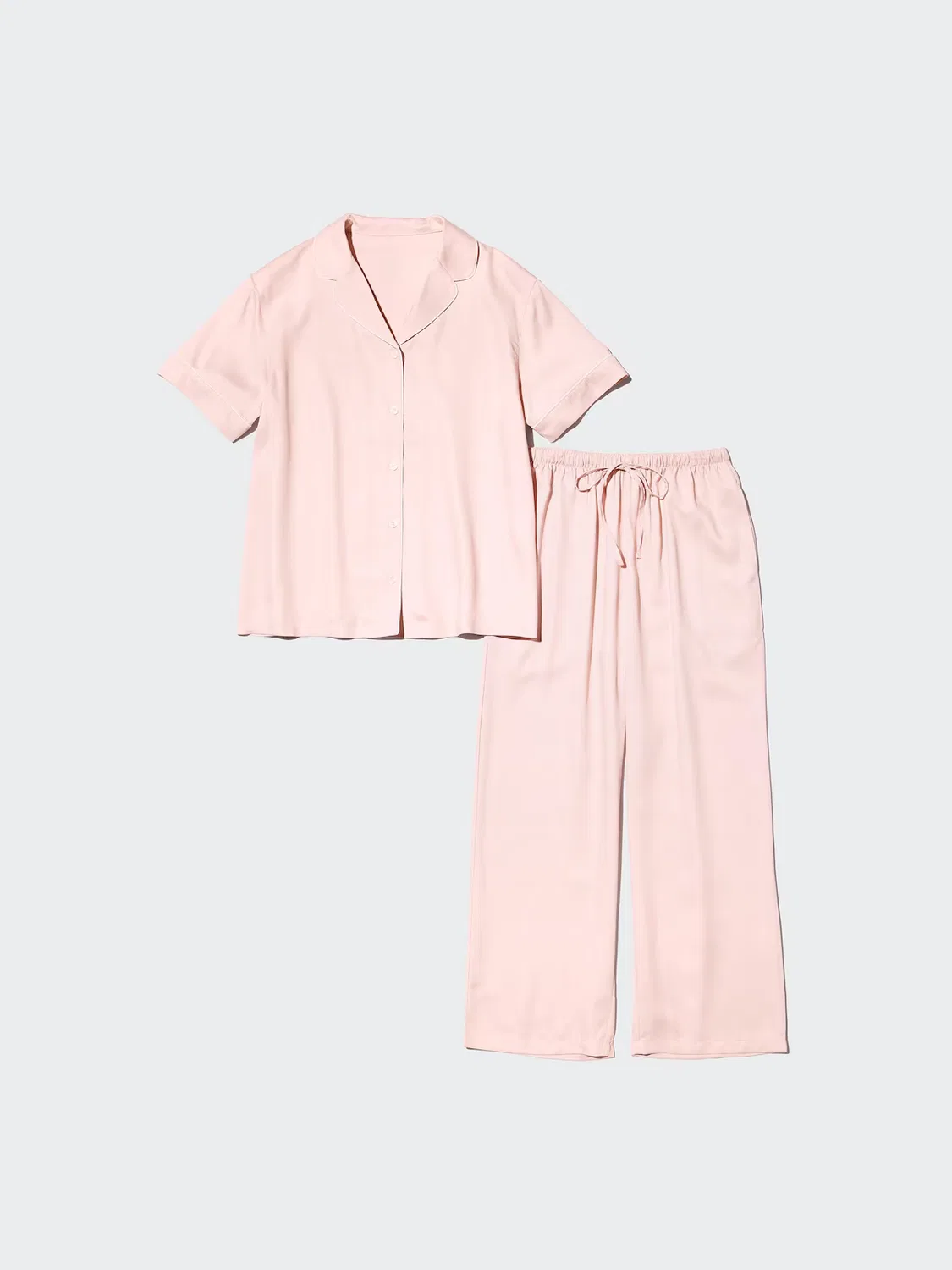 Пижама Uniqlo, атласная, с коротким рукавом, розовый — фото 3