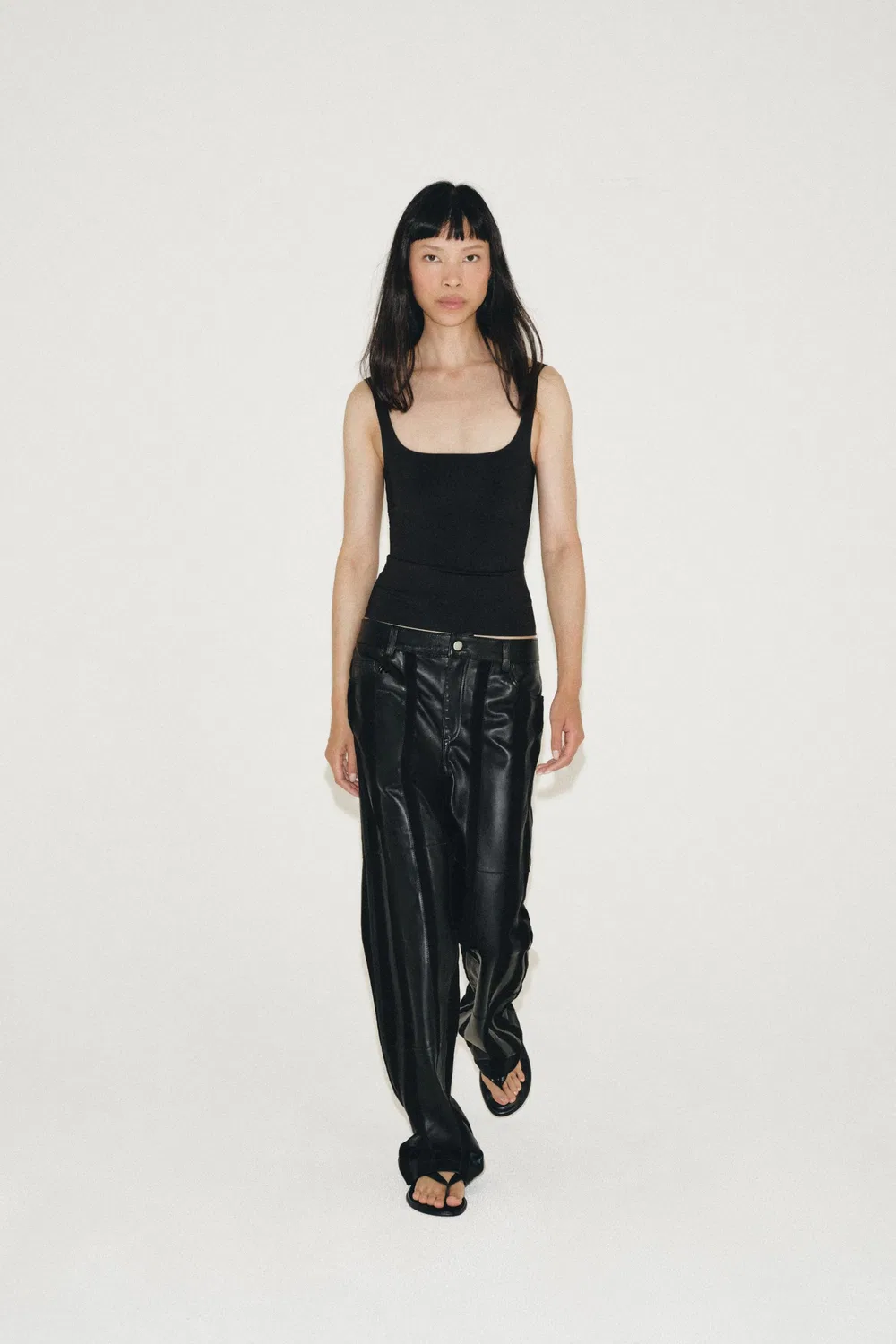Топ из полиамида с бретелями ZARA, Black