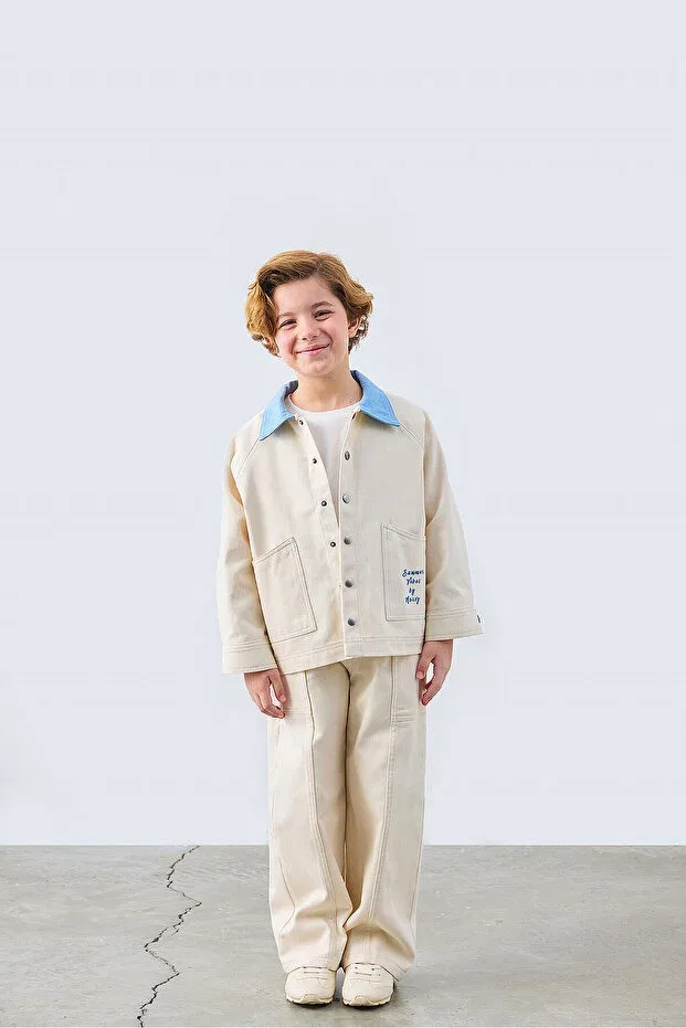 Детская куртка для девочек с вышивкой Milo gabardine jacket Marvy, Nude Color — фото 3