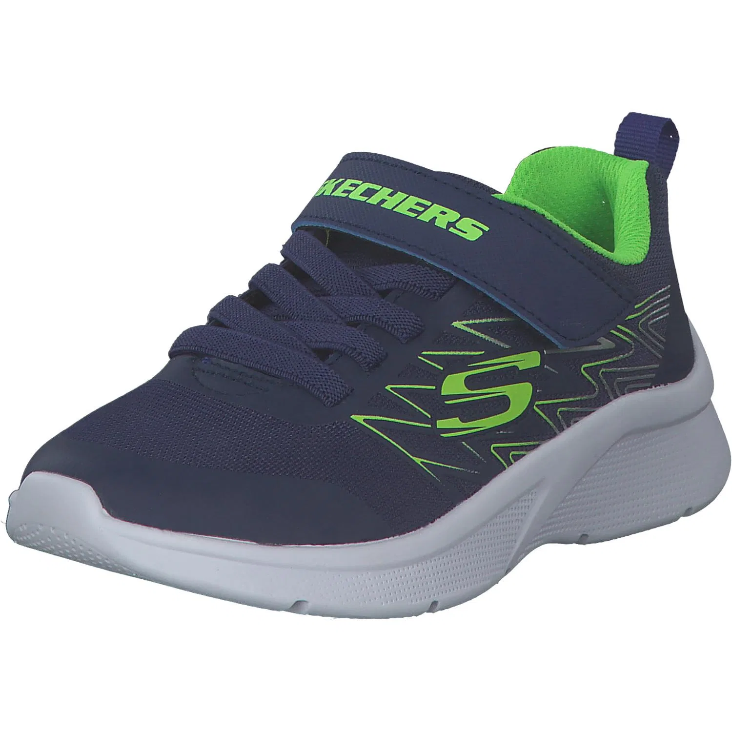 Детские кроссовки для мальчиков Microspec Texlor Skechers, Navy Textile Lime Silver Trim