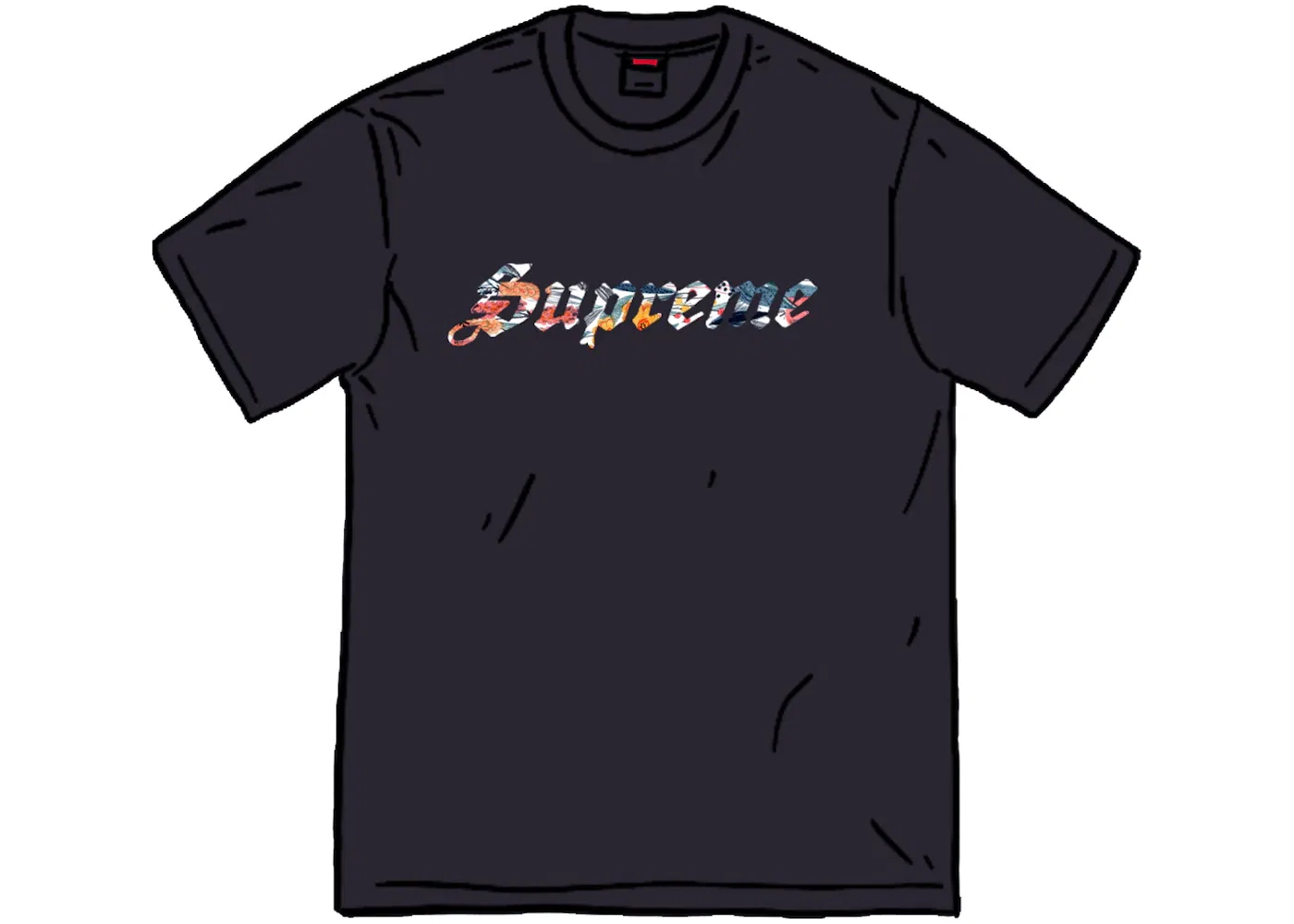 Мужская футболка с аппликацией Supreme Floral Applique S/S Top, Black