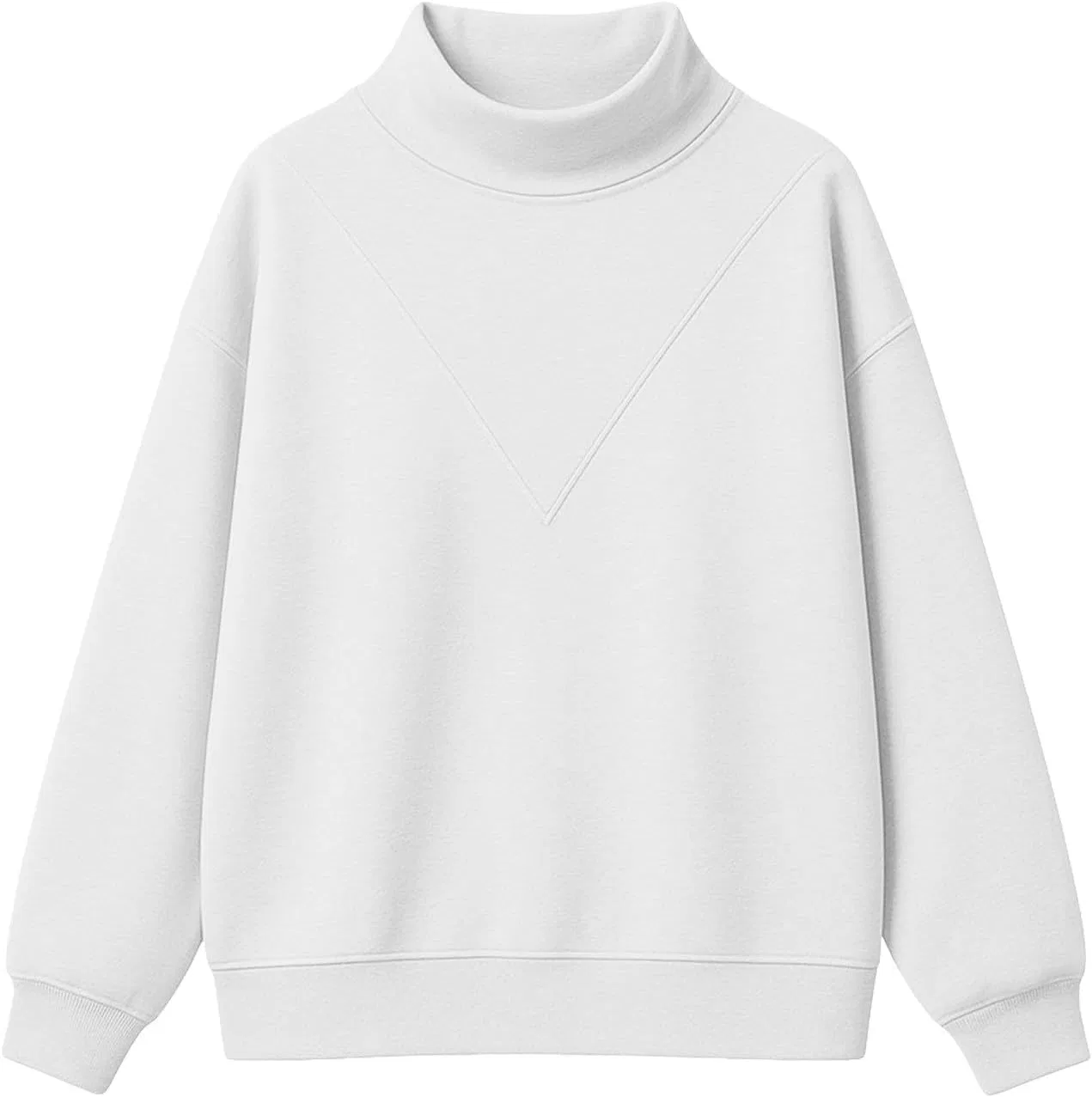Женский свитшот с высоким воротом Warm Fleece Oversized, белый — фото 4