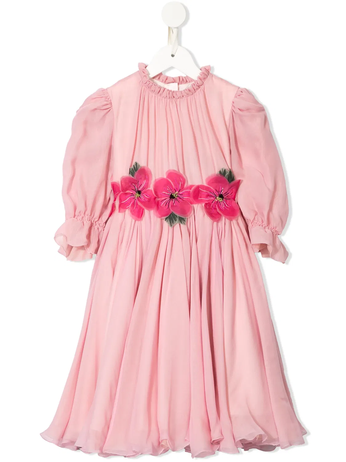 Платье из шифона с вышивкой цветов Dolce & Gabbana, розовый