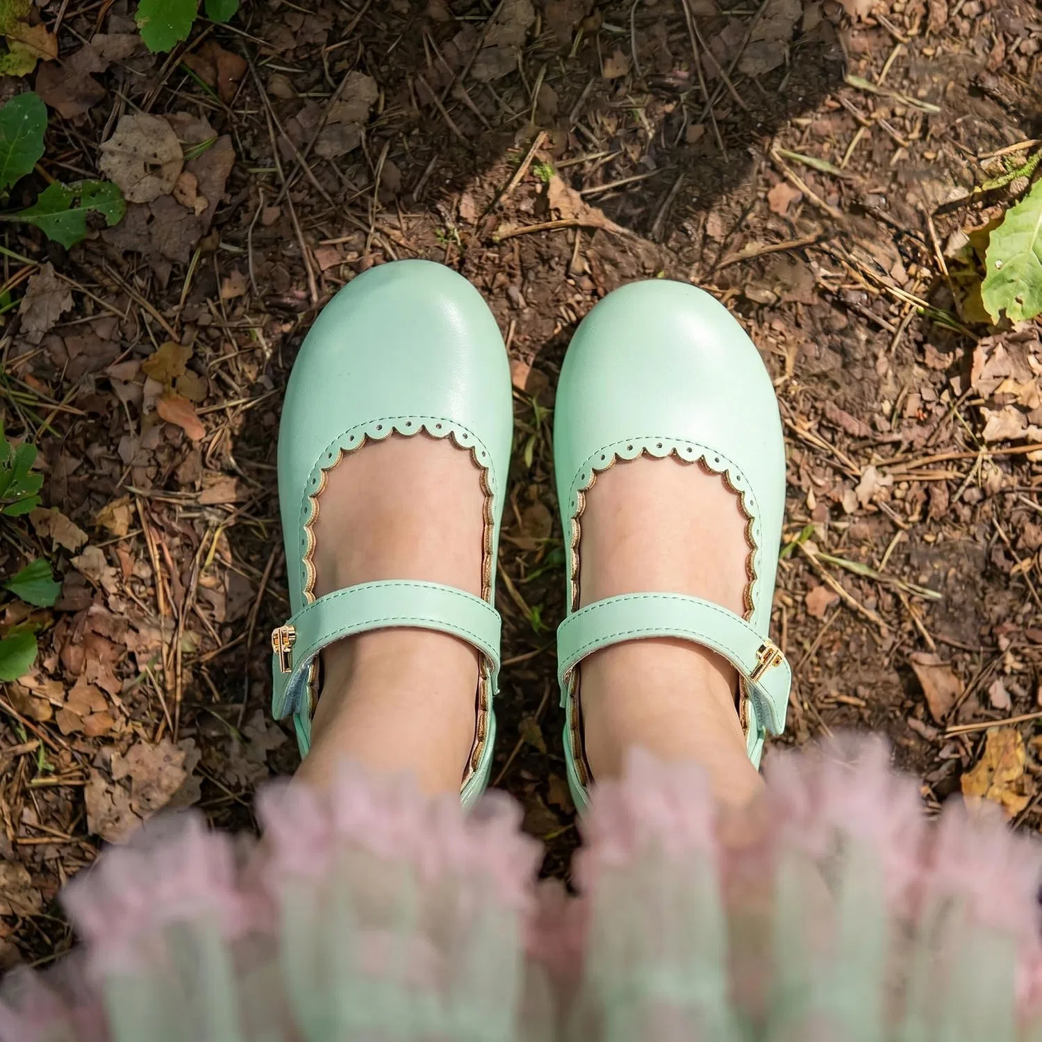 Детские туфли Мэри Джейн для девочек с принтом THEE BRON, Mint Green — фото 3