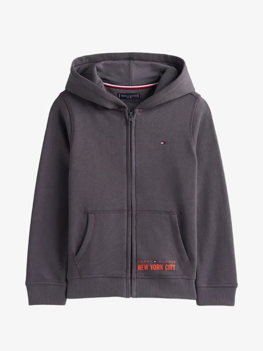 Худи на молнии с логотипом Tommy Hilfiger Junior, серый