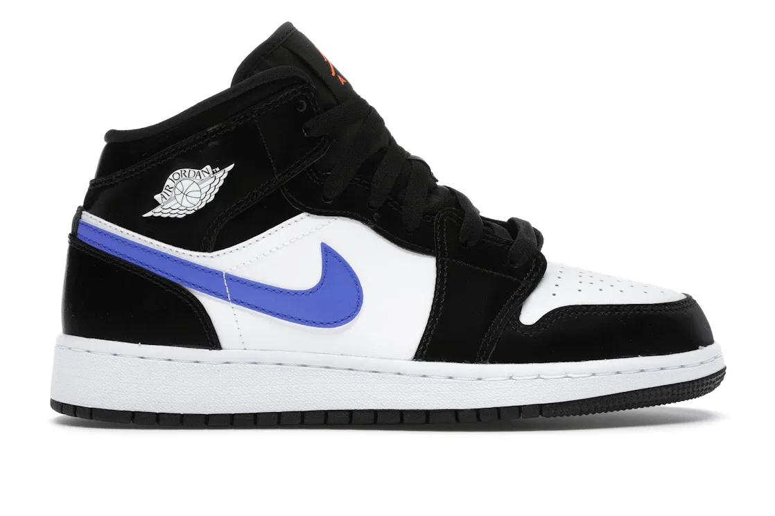 Детские кроссовки для мальчиков с кожаными накладками Jordan 1 Mid Jordan, Black/Racer Blue-White