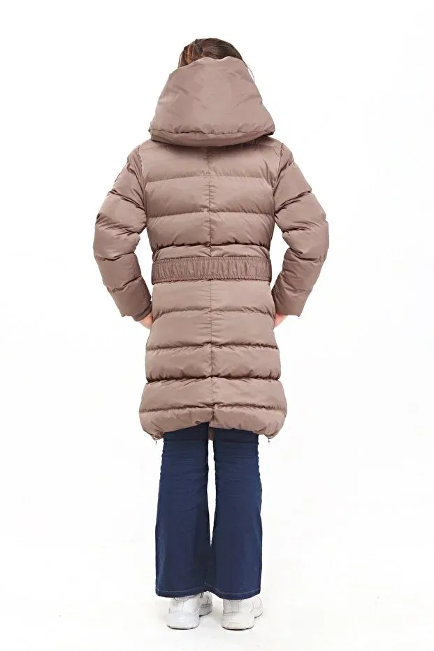 Детское пальто для девочек двубортное Benitto Kids, Brown — фото 4
