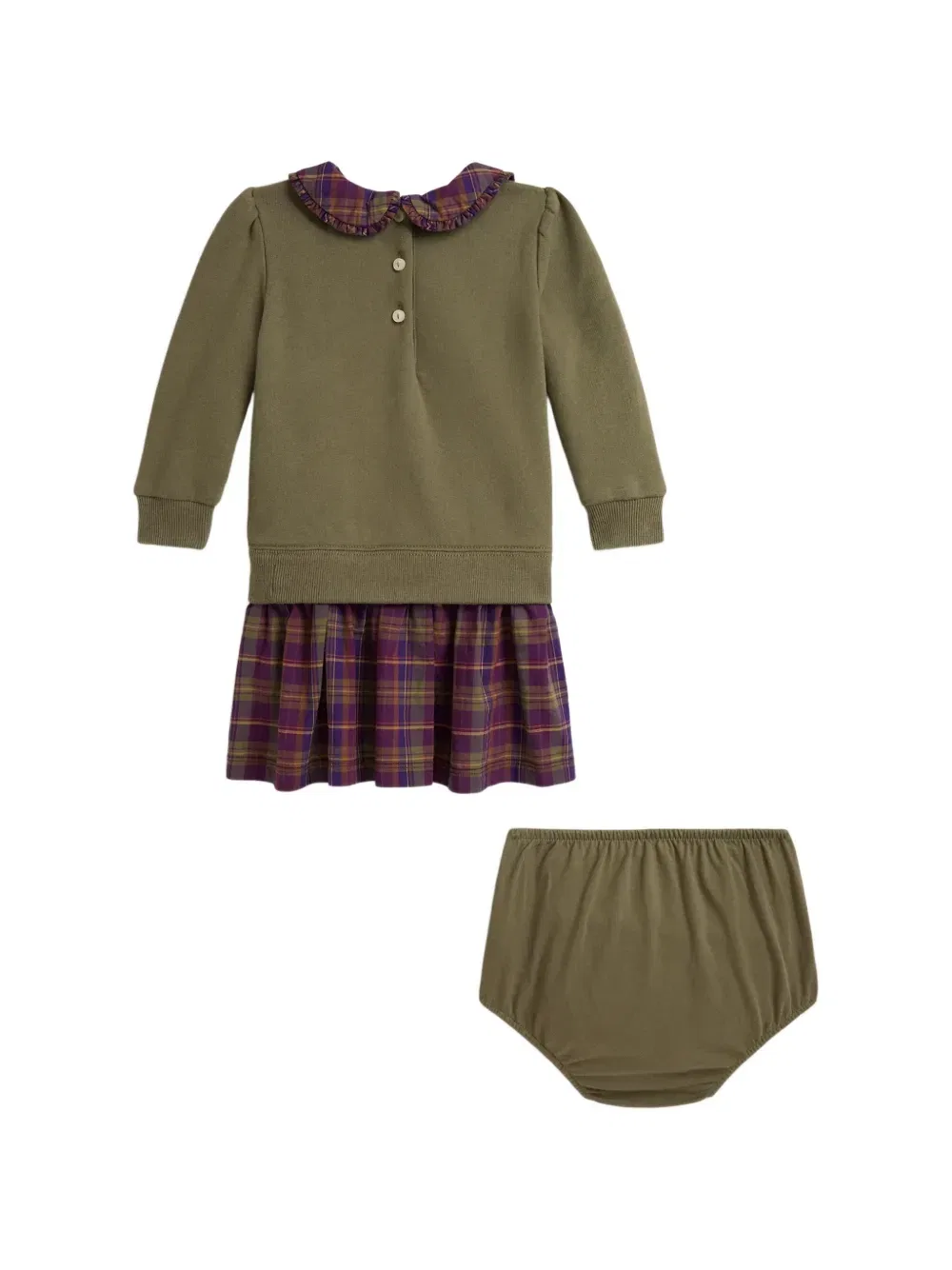 Платье Polo Bear в клетку Polo Ralph Lauren Kids, зеленый — фото 2
