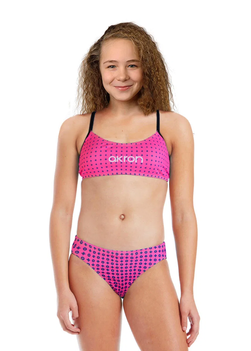 Детский хлопковый купальник-бикини Akron Girls Bells, Fuchsia Green