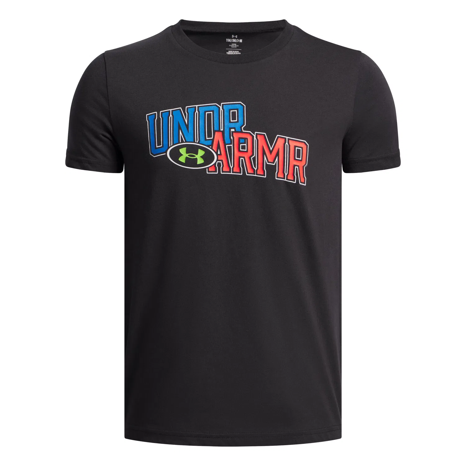 Детская футболка с графическим принтом UA Overlay WM SS Under Armour, Schwarz Konigsblau Rot