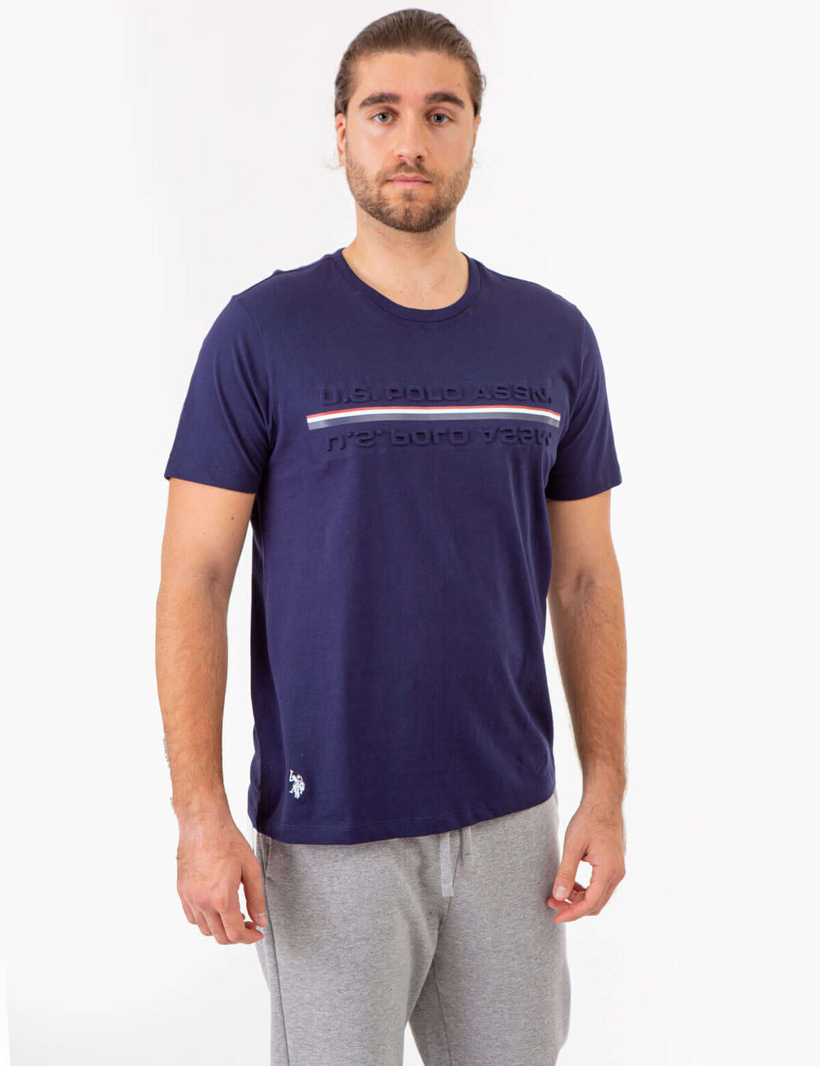 

Футболка U.S. Polo Assn. Embossed Signature Stripe Jersey, темно-синий