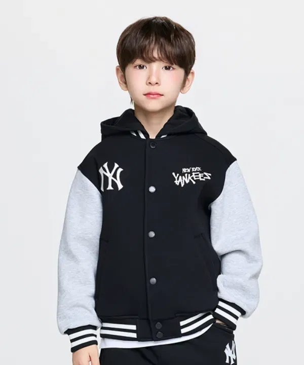Джемпер-худи с пике и нашивкой, Street, Mlb Kids, черный