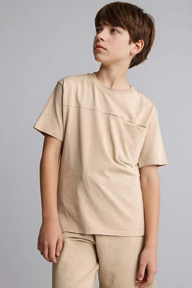 Детская футболка хлопковая Defacto, Beige-Bg210 — фото 3