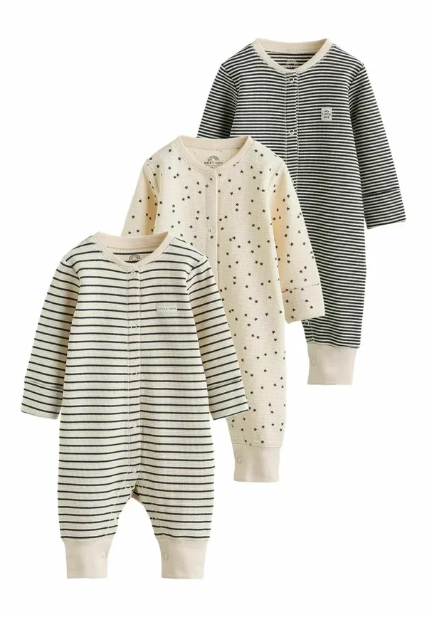 Комплект детских боди-спальных мешков 3 шт, хлопок с эластаном, Regular fit, Next, monochrome waffle