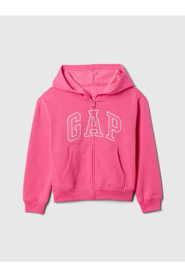 Детские свитшот для девочек с принтом Heritage Zip-Up Gap, Pink-001