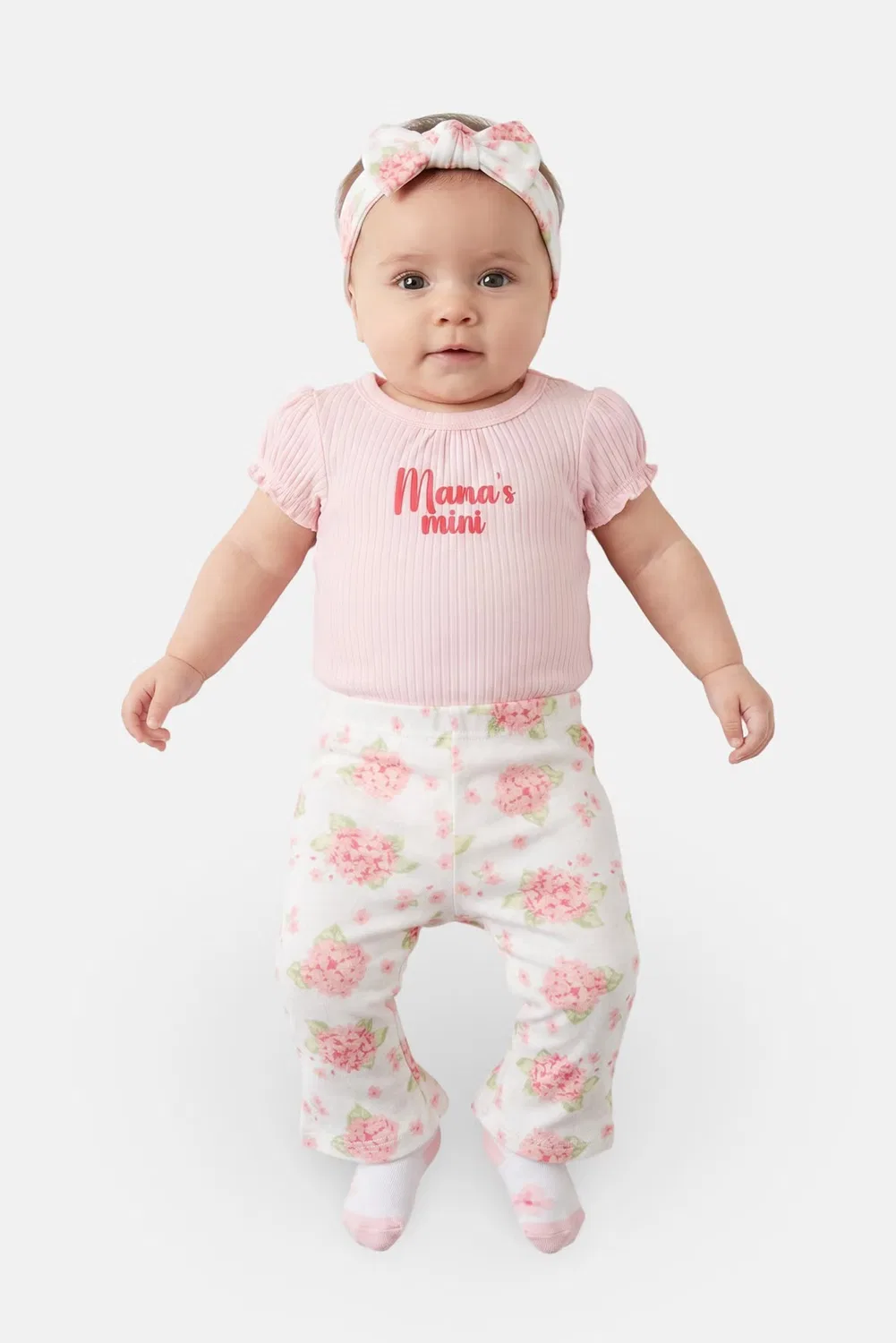 Комплект боди и штанов с принтом с повязкой и носками Baby Essentials, разноцветный