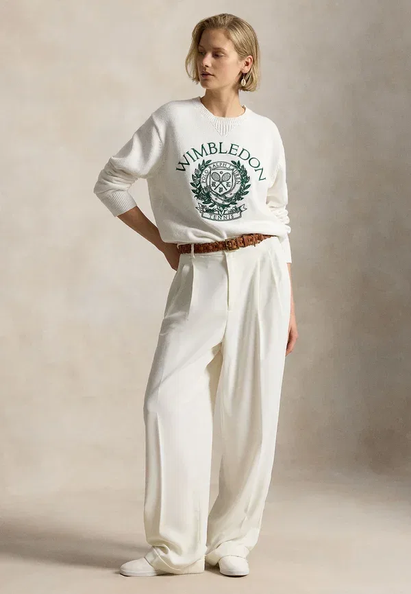 Свитер с принтом Wimbledon logo cotton sweater Polo Ralph Lauren, Ceramic White, белый — фото 2