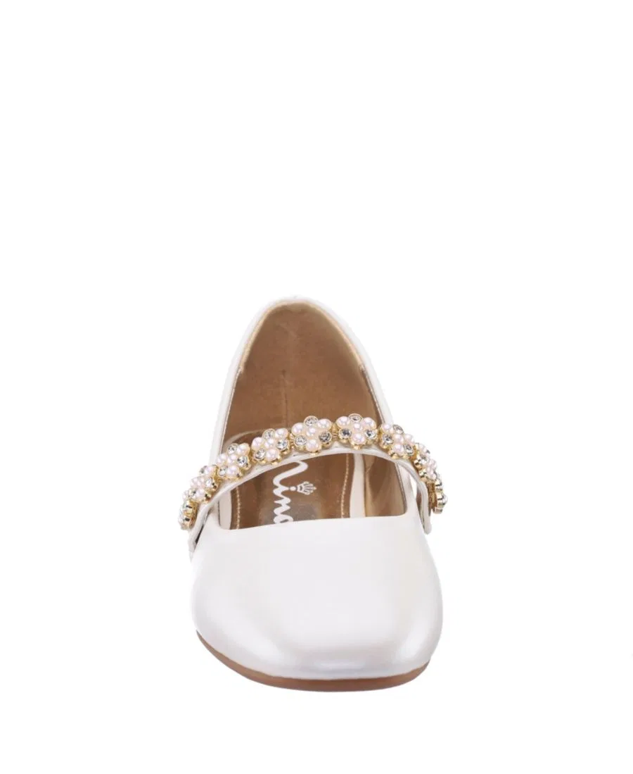 Балетки для девочек с перламутровым блеском, модель Pearlized Ballet Dress Shoe Nina, Ivory — фото 3
