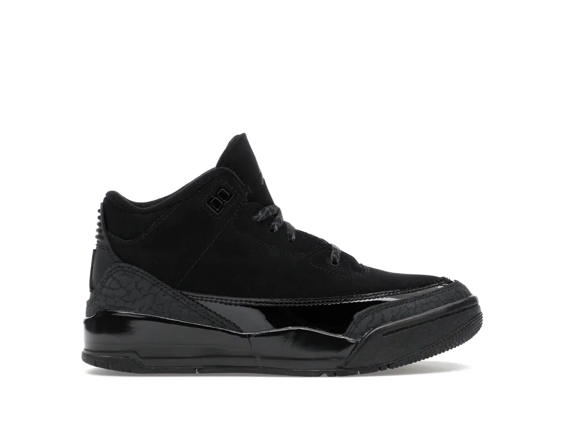 Детские кроссовки для мальчиков с замшевым верхом Jordan 3 Retro Jordan, Black/Dark Charcoal/Black