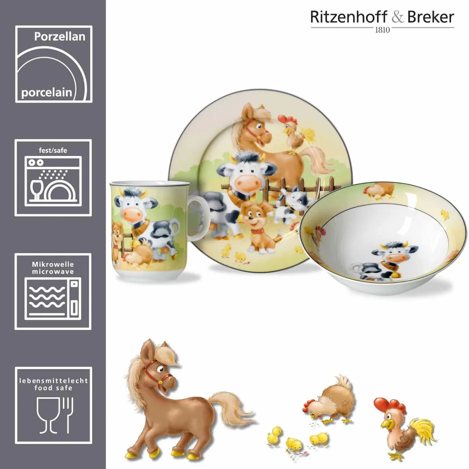 Детский набор посуды 3 предмета с принтом Hoftiere Ritzenhoff & Breker, Разноцветный — фото 3