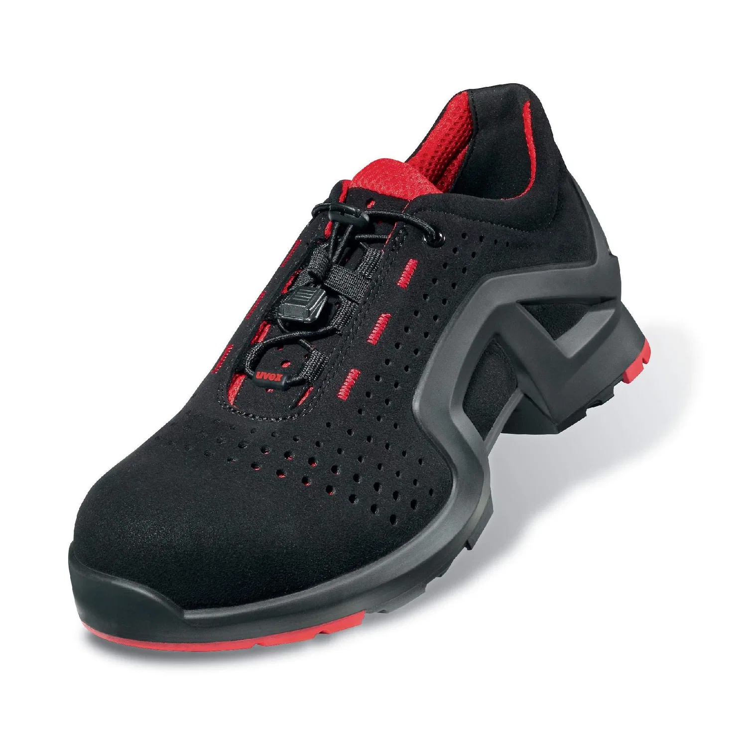 Детские рабочие туфли для мальчиков с перфорацией Uvex 1, Black Red