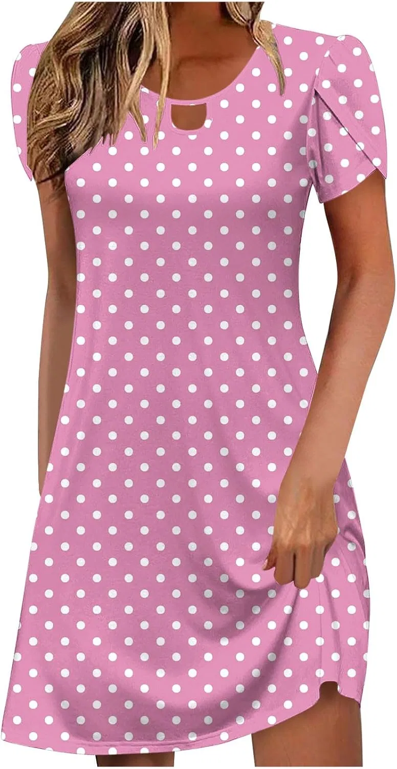 Женское повседневное платье с рюшами и вырезом, Hot Pink