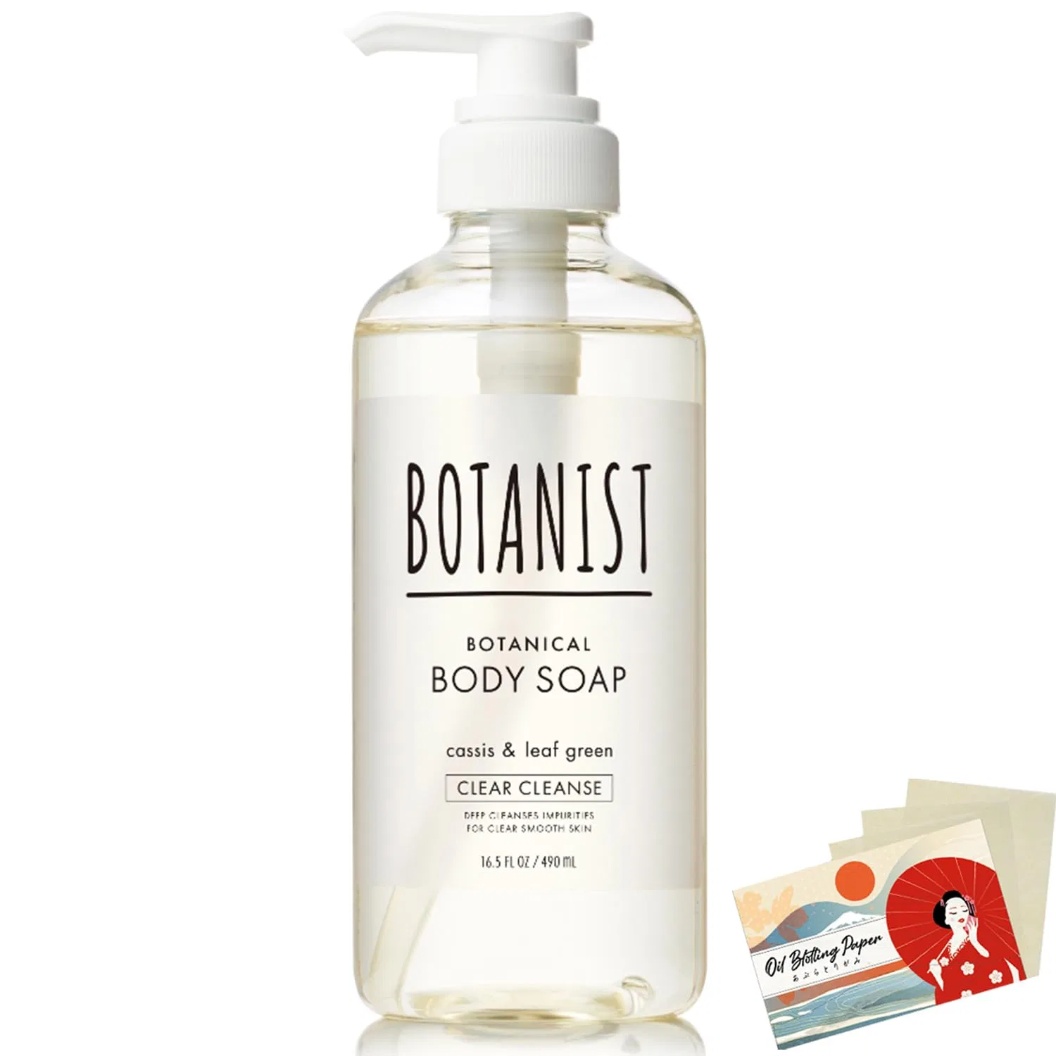 Гель для душа Botanist Botanical Body Soap Clear Cleanse, 490 мл, набор с матирующими салфетками
