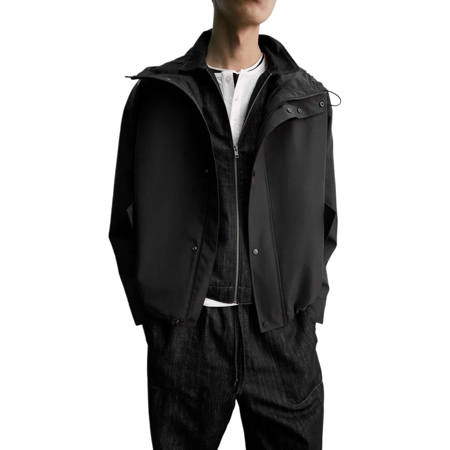 Мужская куртка с отстегивающимся капюшоном, ZARA, Black — фото 4