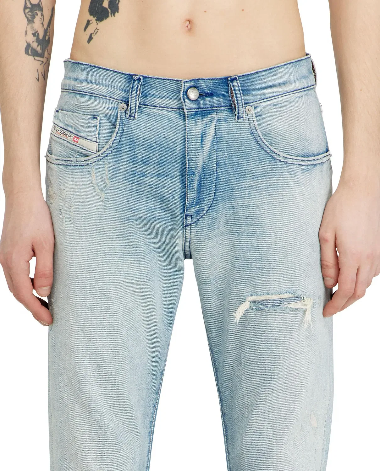 Мужские джинсы slim из хлопка Vaquero slim Diesel, Azul Claro — фото 3