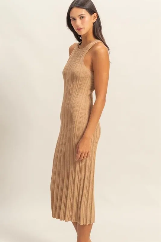 Женское облегающее платье с круглым вырезом Ribbed Knit, Dark Taupe — фото 2