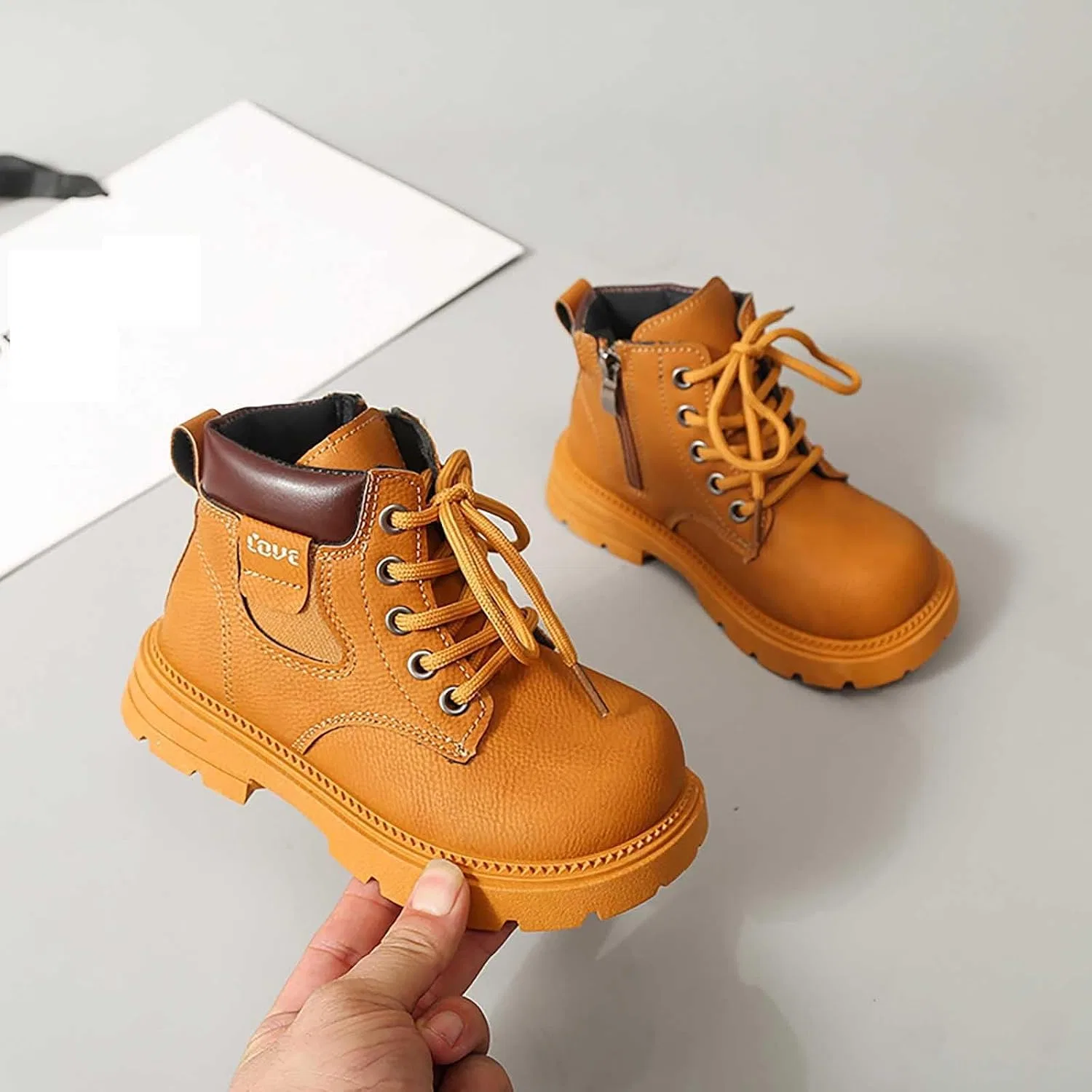 Детские ботинки для девочек с принтом на шнуровке SHOPESSA, Brown — фото 2