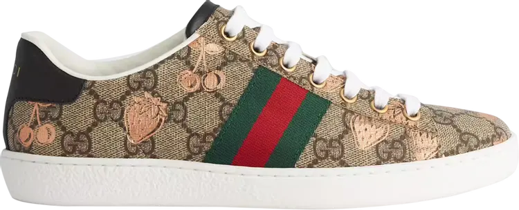 Кроссовки Gucci Wmns Ace GG Supreme Berry Print, тан